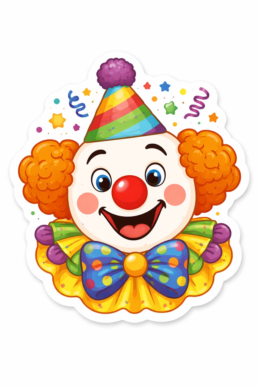 Clown Face Cardstock Cutouts – Kids Craft Shapes for Parties & Classrooms, 20 Pack, 3.5" x 3.5"